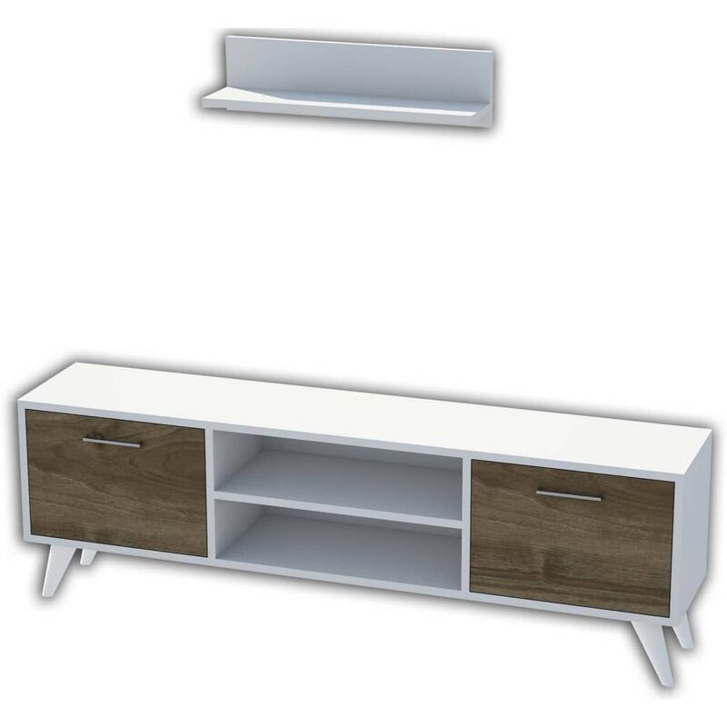 Homemania - Meuble TV Horus 120x30x48,6 cm Blanc et noyer