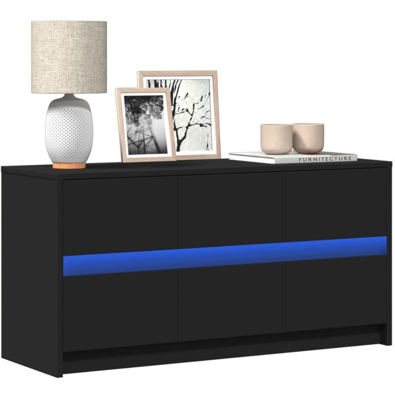 Vidaxl - Meuble tv avec led noir 100x34x50 cm bois d'ingénierie