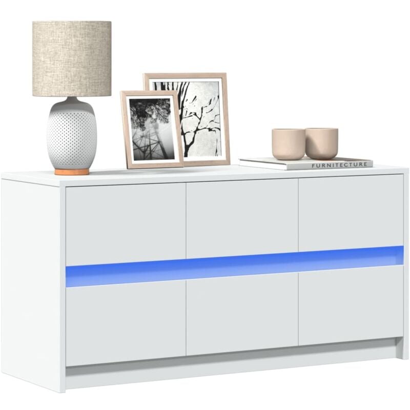 Vidaxl - Meuble tv avec led blanc 100x34x50 cm bois d'ingénierie