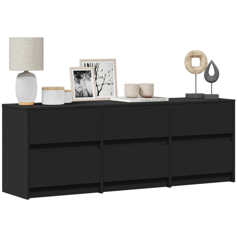 Vidaxl - Meuble tv avec led noir 140x34x50 cm bois d'ingénierie