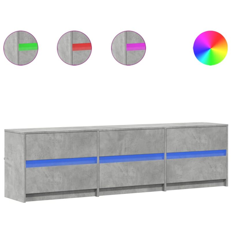 Vidaxl - Meuble tv avec led gris béton 180x34x50 cm bois d'ingénierie