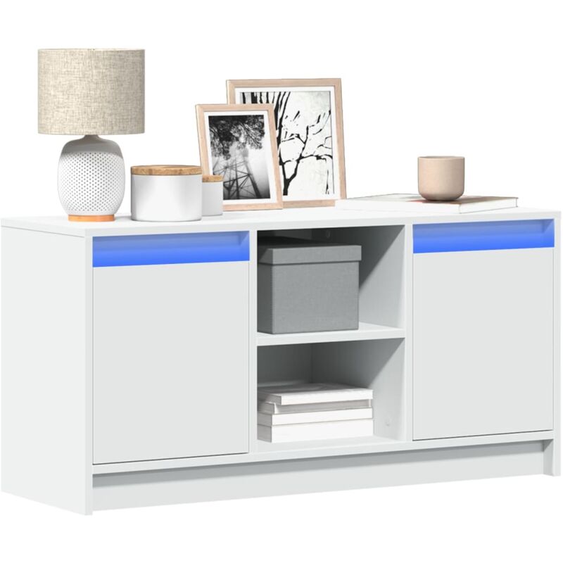 Vidaxl - Meuble tv avec led blanc 100x34x50 cm bois d'ingénierie