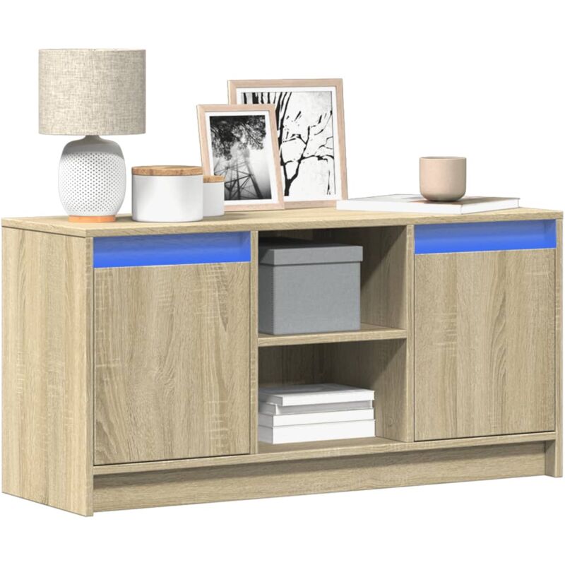 vidaXL Meuble TV avec LED chêne sonoma 100x34x50 cm bois d'ingénierie