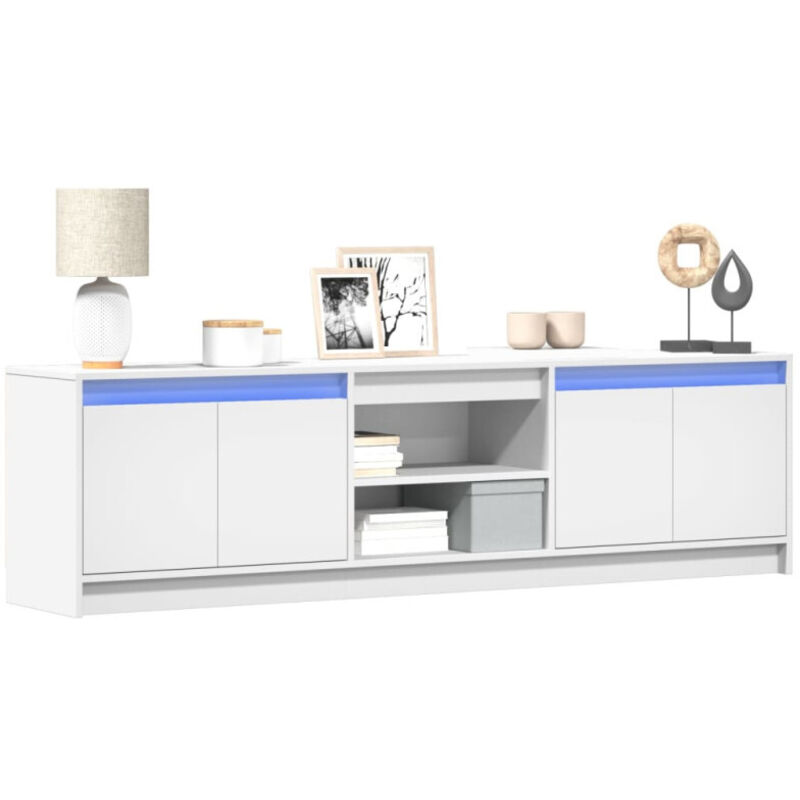 Vidaxl - Meuble tv avec led blanc 180x34x50 cm bois d'ingénierie