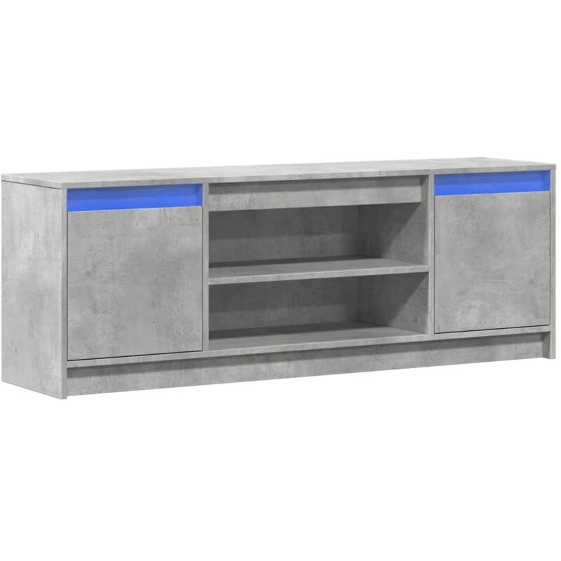 Vidaxl - Meuble tv avec led gris béton 139,5x34x50 cm bois d'ingénierie