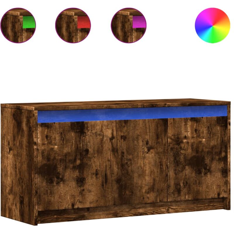 Vidaxl - Meuble tv avec led chêne fumé 100x34x50 cm bois d'ingénierie