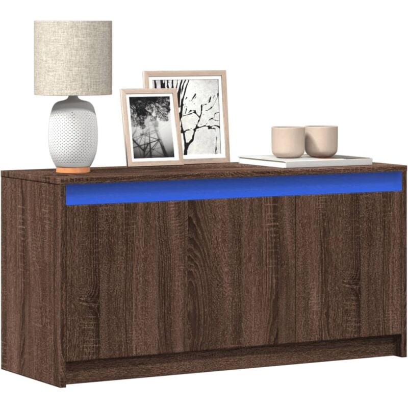 Maisonchic - Meuble tv avec led, Banc tv, Armoire de rangement chêne marron 100x34x50 cm bois d'ingénierie FR804779 design in