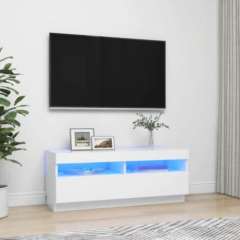 Meuble TV avec LED-Banc TV-Meuble Télé avec lumière LED Blanc 100x35x40 cm 604261