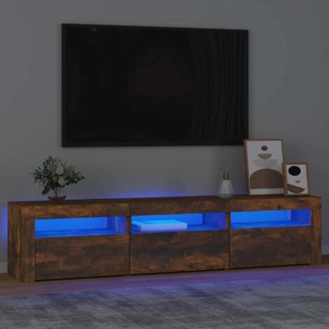Meuble TV avec LED-Banc TV-Meuble Télé avec lumière LED Chêne fumé 180x35x40 cm 907725