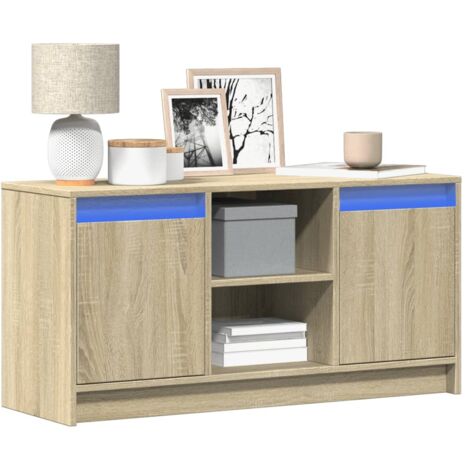 Meuble TV avec LED-Banc TV-Meuble Télé avec lumière LED chêne sonoma 100x34x50 cm bois d'ingénierie 994300