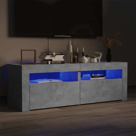 Meuble TV avec LED-Banc TV-Meuble Télé avec lumière LED gris béton 120x35x40 cm 323199