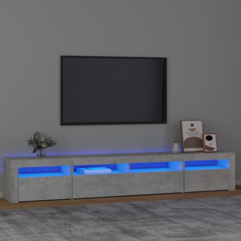 Meuble TV avec LED-Banc TV-Meuble Télé avec lumière LED Gris béton 240x35x40 cm 649204