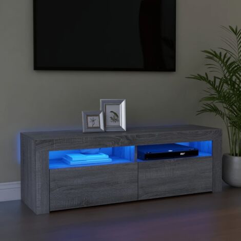 Meuble TV avec LED-Banc TV-Meuble Télé avec lumière LED sonoma gris 120x35x40 cm 917992