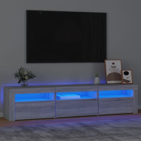 Meuble TV avec LED-Banc TV-Meuble Télé avec lumière LED Sonoma gris 180x35x40 cm 179017