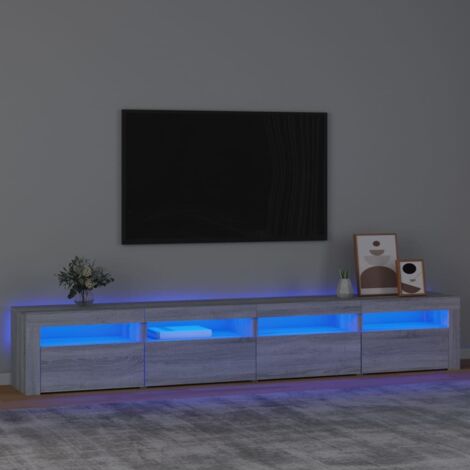 Meuble TV avec LED-Banc TV-Meuble Télé avec lumière LED Sonoma gris 240x35x40 cm 776642
