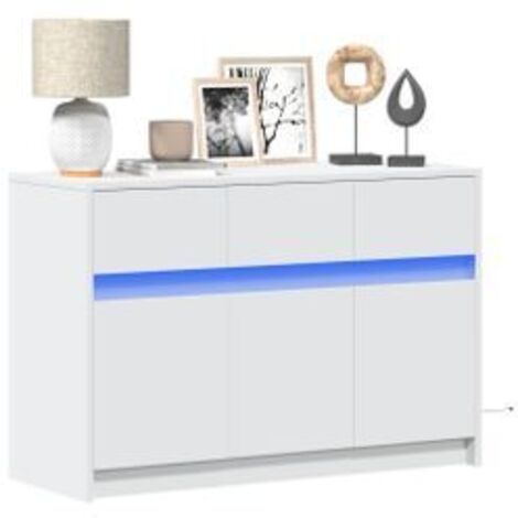 Meuble TV avec LED blanc 91x34x61 bois d'ingénierie