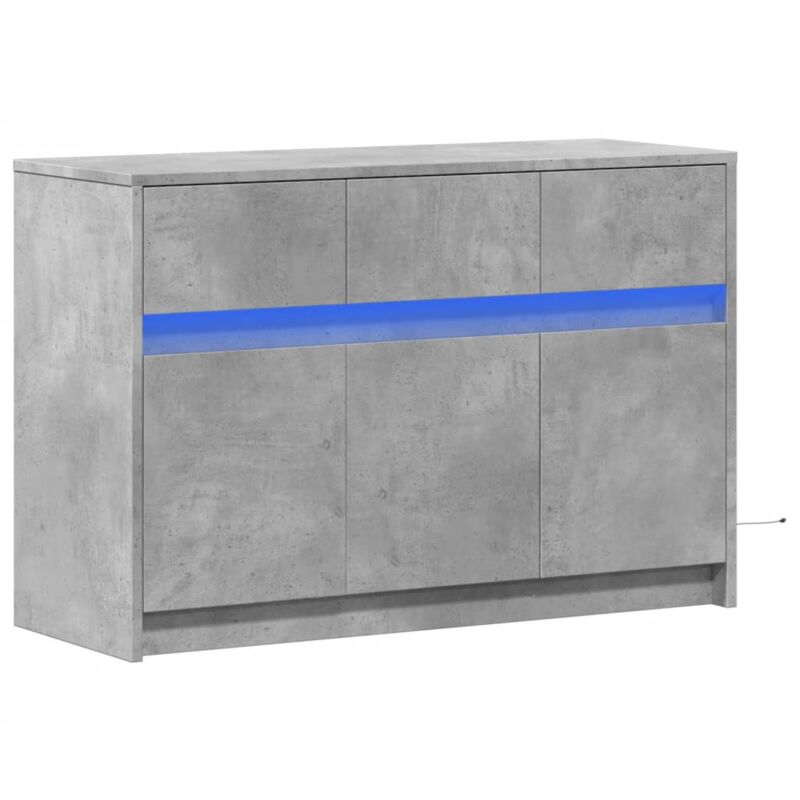 Vidaxl - Meuble tv avec led gris béton 91x34x61 cm bois d'ingénierie