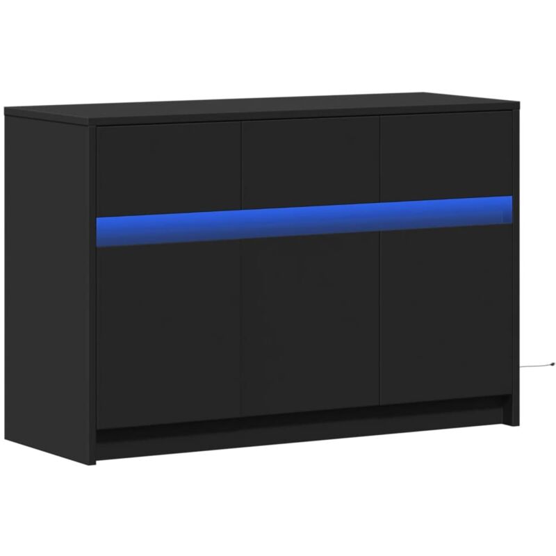 Meuble TV avec LED noir 91x34x61 cm bois d'ingénierie vidaXL