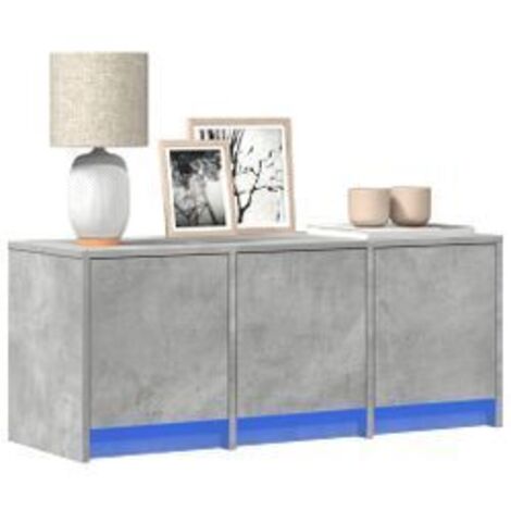Meuble TV avec LED gris béton 97x34x40 bois d'ingénierie