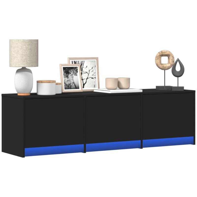 Vidaxl - Meuble tv avec led noir 140x34x40 cm bois d'ingénierie