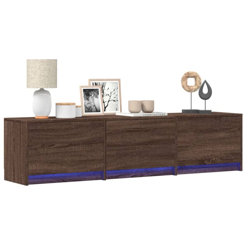 Vidaxl - Meuble tv avec led chêne marron 165x34x40 cm bois d'ingénierie
