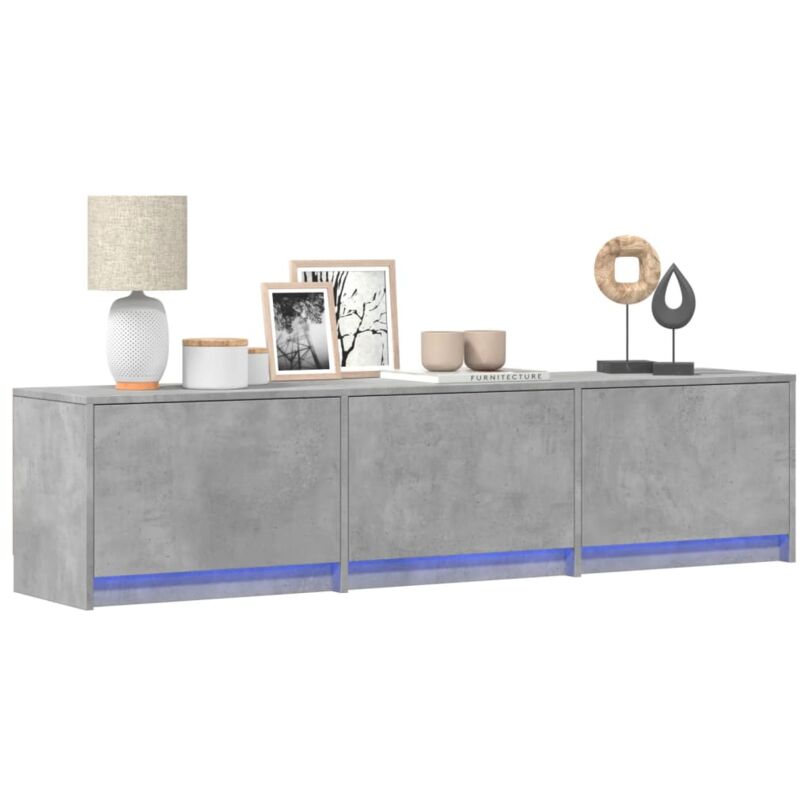 Vidaxl - Meuble tv avec led gris béton 165x34x40 cm bois d'ingénierie