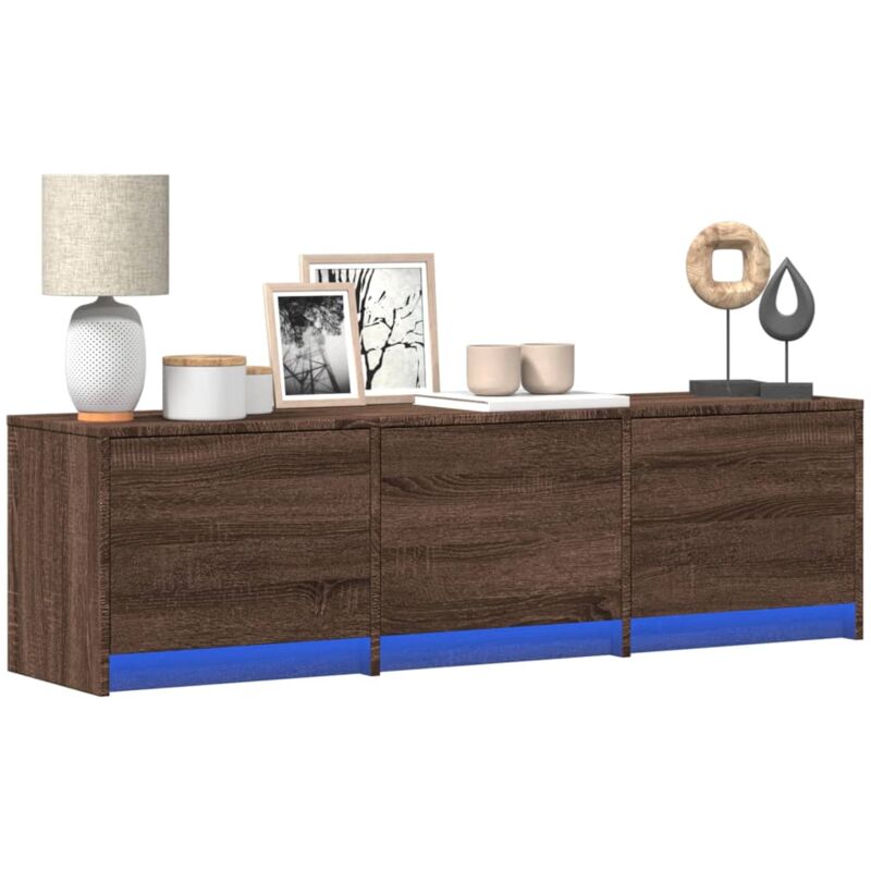 vidaXL Meuble TV avec LED chêne marron 140x34x40 cm bois d'ingénierie