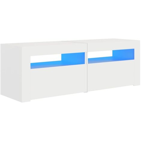 Meuble TV avec lumières LED, Banc TV, Armoire de rangement blanc 120x35x40 cm LWW11284 DESIGN IN