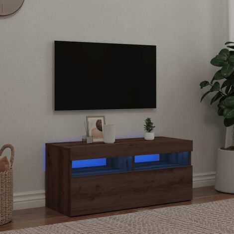 Meuble TV avec lumières LED, Banc TV, Armoire de rangement chêne artisanal bois d'ingénierie FR167080 DESIGN IN