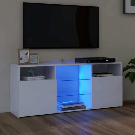 Meuble TV avec lumières LED, Banc TV, Support de Télévision, Meuble TV de salon blanc 120x30x50 cm YHJ26935