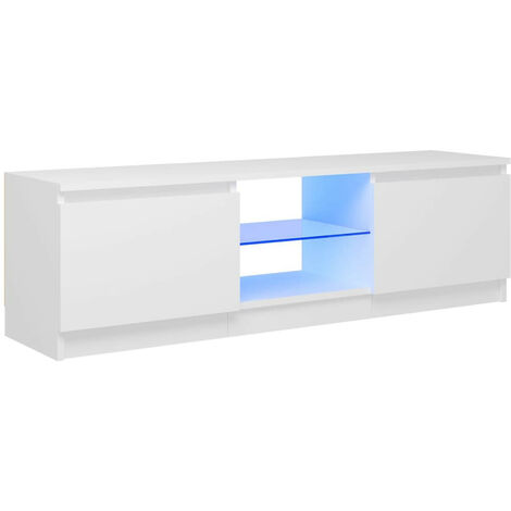 Meuble TV avec lumières LED Blanc 120x30x35,5
