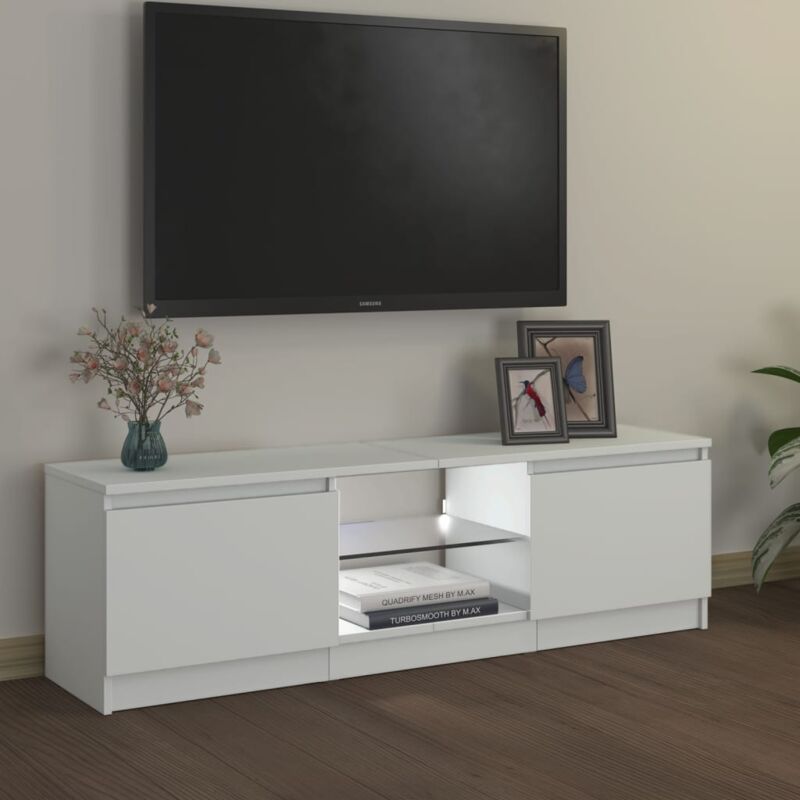 Largeight - Meuble tv avec lumières led Blanc 120x30x35,5 cm
