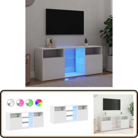 Meuble TV avec lumières LED blanc 120x30x50 cm - Meuble Tv - Meuble Téléviseur - Armoire Tv - Télévision - Led