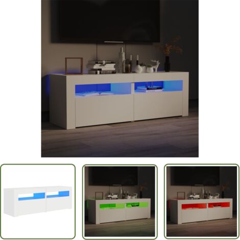 Meuble TV avec lumières LED Blanc 120x35x40 4