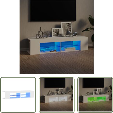 Meuble TV avec lumières LED blanc 135x39x30 cm - The Living Store