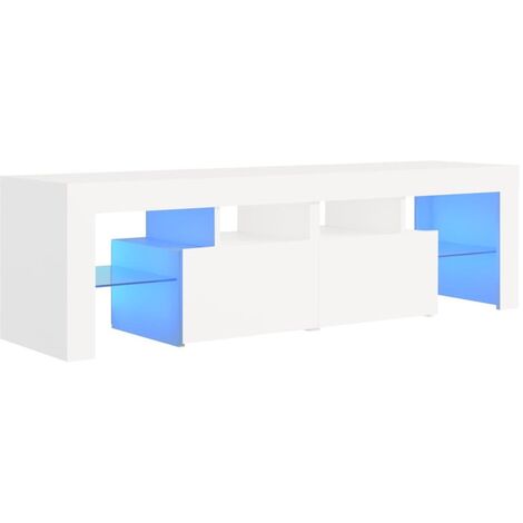 Meuble TV avec lumières LED Blanc 140x35x40