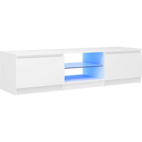 Meuble TV avec lumières LED Blanc 140x40x35,5