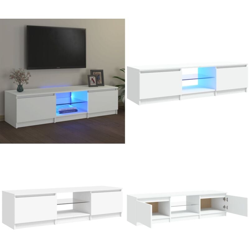 Vidaxl - Meuble tv avec lumières led blanc 140x40x35,5 cm - Meuble Tv - Meuble Téléviseur - Armoire Tv - Télévision - Led Rgb - Home & Living