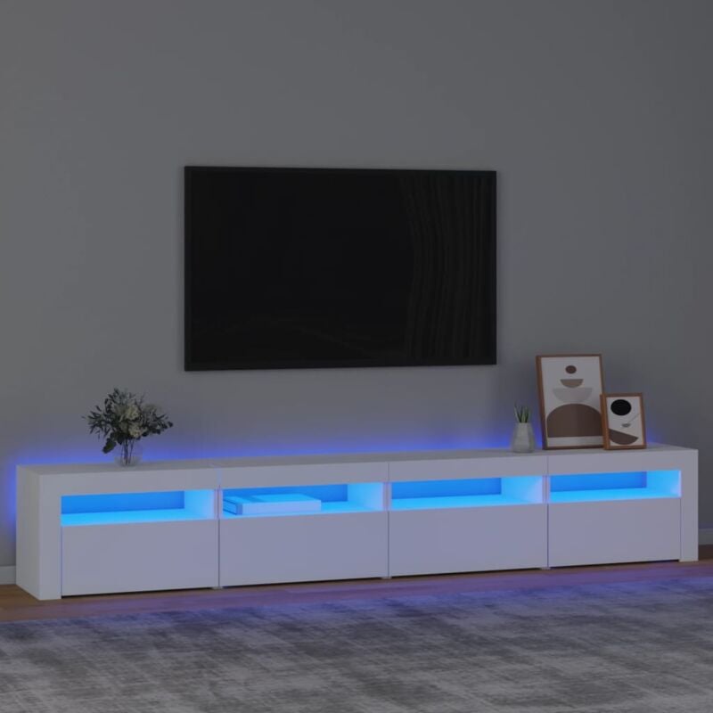 Avimac - Meuble tv avec lumières led Blanc 240x35x40 cm