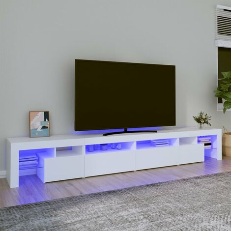 Meuble TV avec lumières LED Blanc 260x36,5x40 cm