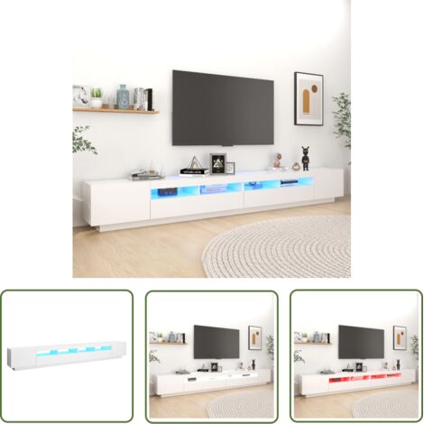 Meuble TV avec lumières LED Blanc 300x35x40