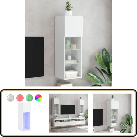 Meuble TV avec lumières LED blanc 30,5x30x90 cm - Meubles Tv - Meuble Tv - Support Tv - Meuble Hifi - Lumieres Led