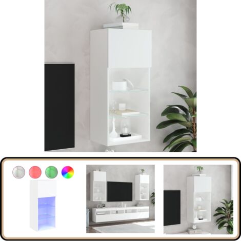 Meuble TV avec lumières LED blanc 40,5x30x90 cm - Meubles Tv - Meuble Tv - Support Tv - Meuble Hifi - Lumieres Led