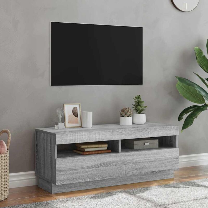 Vidaxl - Meuble tv avec lumières led sonoma gris 100x35x40 cm