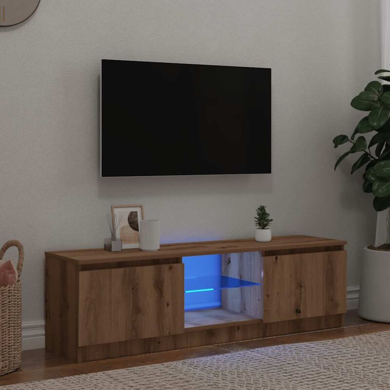Vidaxl - Meuble tv avec lumières led chêne artisanal bois d'ingénierie