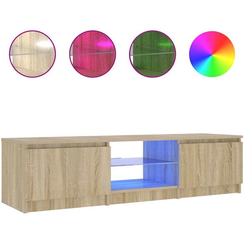 Vidaxl - Meuble tv avec lumières led Chêne fumé 140x40x35,5 cm