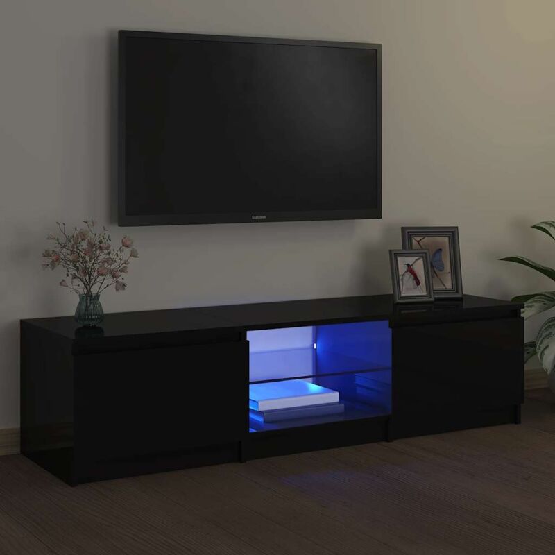 Vidaxl - Meuble tv avec lumières led noir 140x40x35,5 cm