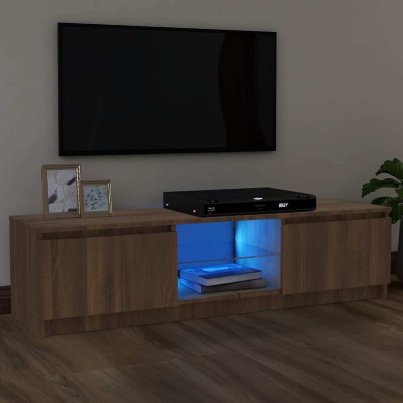 Vidaxl - Meuble tv avec lumières led chêne marron 120x30x35,5 cm