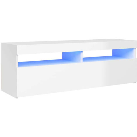Meuble TV avec lumières LED Blanc brillant 120x35x40 2
