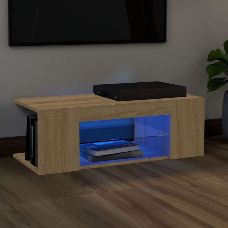 Vidaxl - Meuble tv avec lumières led chêne sonoma 90x39x30 cm